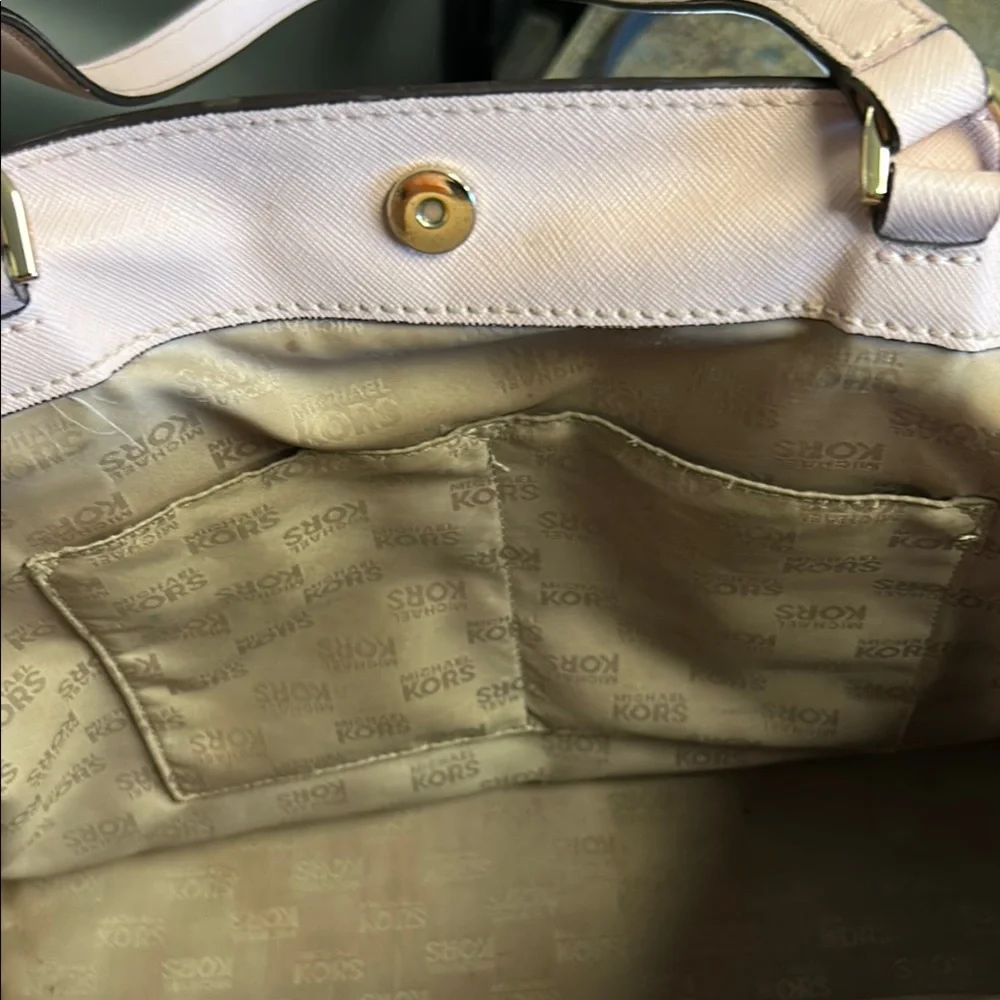 Michael Kors Pale Pink Leather Tote with Gold Hardware